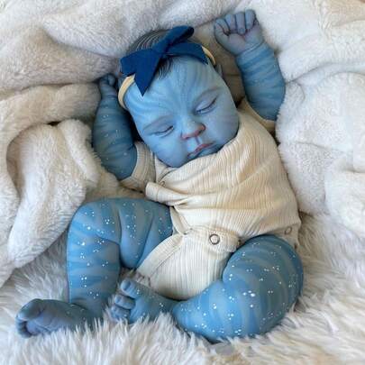 20 Inch 50cm Blue Skin Reborn Dolls Painted Hair Baby Doll Realistic Newborn Doll Toy For Ages 3+