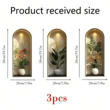 3pcs Nordic Style Plant Wall Stickers, Vinyl Art Wall Decals For Living Room, Dorm, Office, Home Decor - Multicolor - View 12