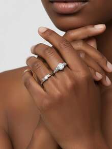 1pc Women's Wedding Ring, Stacking Rose Flower Ring, 5.2g Pure S925 Silver, 1.5 Carat Moissanite, Bohemian Palace Style, Engagement, Wedding, Anniversary, Valentine's Day Gift, With Moissanite Certificate And Deluxe Gift Box