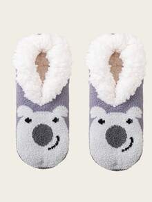 1 Pair Adult Women's Thick Thermal Lined Non- Socks, Warm Indoor Home Floor Socks With Silicone Grip, Suitable For Autumn/Winter