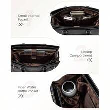 Laptop Bag Women 15.6 Inch Work Tote, Business Computer Briefcase, Waterproof PU Leather Tote Bag Teacher, Office Shoulder Tote Purse - 15.6吋+黑色 - 查看 7