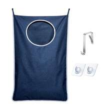 1/2pcs Large Capacity Hanging Dirty Clothes Laundry Bag, Snowflake Oxford Cloth Big Size With Wide Opening And Bottom Zipper, Multi-Functional Storage For Home, School, Office, Comes With 2 Stainless Steel Door Hooks And 2 Adhesive Wall Hooks - Multicolor - View 17