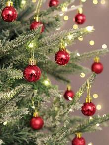 24pcs/Red Large Hanging Christmas Ornaments - Christmas Tree Decorations Shatterproof Hanging Balls Suitable For Christmas, Birthdays, Weddings, Winter Parties Hanging Decor Set - Multicolor - View 2