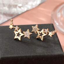 1 Pair Star Climber Micro Star Stud Earrings, Jewelry Earrings Gift For Women's Birthday