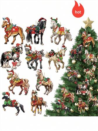 10pcs/20pcs/30pcs Western Christmas Decorations, Christmas Horse Decorations, Wooden Cowboy Highland Cactus Wooden Hanging Decorations, Retro Animal Shaped Ornaments, Suitable For Western Themed Party Decorations, Christmas Tree Decorations, Home Decor, Holiday Decorations, Bedroom Decor, Wall Decor, School Events And Christmas Party Decorations. They Make Great Gifts For Relatives, Neighbors, Colleagues Or Family, Who Will Surely Appreciate These Mysterious Presents!
