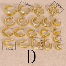 1-40 pares Nuevo conjunto de aretes de aro en forma de C chapados en oro UV de resina CCB de estilo minimalista y de moda, aretes de aro chapados en oro para mujer, joyería de hip hop, aretes geométricos, para uso diario, regalo para novia/familia/amigos - Amarillo Oro - Ver 16