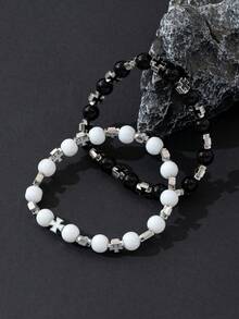 Geometric Cross Elastic Bracelet, Fashionable & Versatile