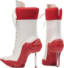 Women's Ankle Boots Contrast Color High Heel Boots For Women Stiletto Fashion Pointed Toe 8cm Pull-Bootshalloween - Green - View 7