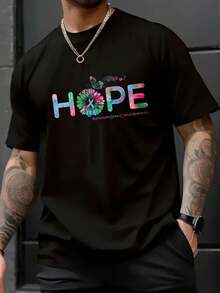 Camiseta de Conciencia Unisex 100% Algodón, Camiseta de Manga Corta Impresa de Otoño e Invierno - Negro - Ver 1