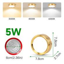 1 件金色嵌入式筒灯，现代 LED 吸顶灯，客厅/卧室吸顶灯，金色圆形 LED 面板灯，5W/10W/15W/25W，冷白/中性白/暖白，AC185-265V，易于安装，适用于卧室、客厅、厨房、走廊、楼梯、地下室、车库、酒吧、商场、书房、陈列室 - 金色明裝筒燈 - 查看 18