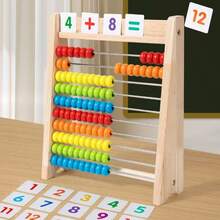 Colorful Wooden Abacus Calculation Frame, Math Learning Aid For Addition, Subtraction, Multiplication And Division, Suitable For Students, Random Color Cardboard Numbers - Multicolor - View 10