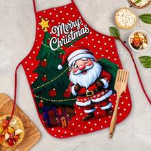 1 buc Șorț de Crăciun din poliester, design Moș Crăciun și om de zăpadă - Șorț decor pentru casă de sărbători, Șorț pentru adulți bucătar-șer, frizer, decor pentru petrecere de bar, articole de bucătărie, decor pentru atmosferă de Crăciun - Multicolor - Vizualizare 4
