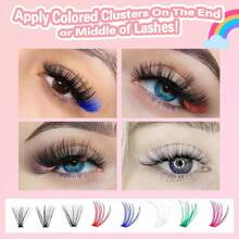651pcs Colorful DIY Lash Extensions Kit, 6 Styles 50D+60D+80D+Colored Fluffy Individual Cluster, D Curl Volume Dramatic Eyelash Extensions 0.39-0.63inch Mixed Tray, Bulk Personal Lash Extensions With Lash Bond & Seal And Lash Tweezer DIY At Home, Suitable For Daily Makeup And Role Play, Reusable - Colorful - View 6