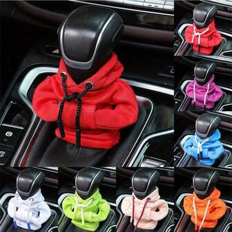 Large Size Universal Car Gear Shift Cover Hoodie, Fashionable Mini Hooded Sweatshirt For Auto Gear Stick Shifter Knob, Interior Accessories Decor
