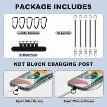 - Paquete de 5 cordones para telfono con 5 parches y 5 mosquetones, correa de  universal para telfono celular compatible con la mayora de telfonos - Paquete de 5 negros - Ver 4