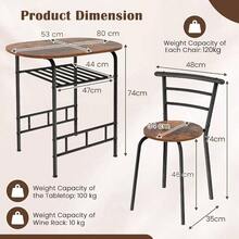 Dining Table And Chairs Set 2, 3 - Piece Compact Dining Room Set With Storage Shelf, Metal Frame, Breakfast Bar Table Kitchen, Living Room And Lounge Office Black - Rustic Brown - View 7