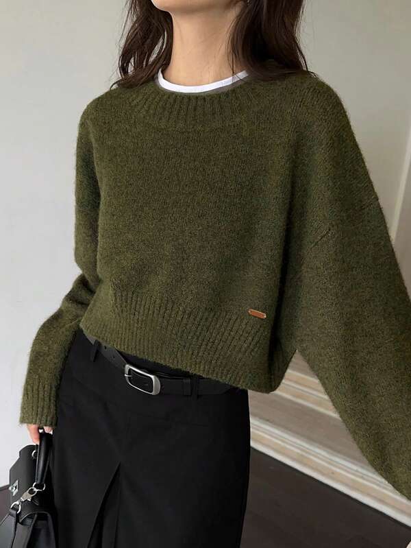 Alicedudu Pull col rond minimaliste chic pour femmes, automne/hiver