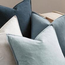 Neutral Linen Pillow Covers Pack Of 4 Decorative Natural Solid Throw Pillow Covers Soft Accent Boho Farmhouse Couch Pillowcases Modern Home Decors Living Room Bed Sofa 18x18 Inch - 18 英吋 x 18 英吋(4 件裝)+ 藍色 - 查看 6
