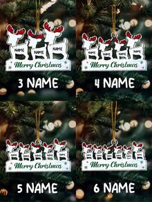 Personalisierte Rentier Weihnachtsornament Familie Benutzerdefiniert 3 bis 6 Namen Dekoration Festliche Feiertags-Baum Hängende Erinnerungsstück Geschenk Einzigartig 2025 Dekor für Familien Kinder Paare Freunde Benutzerdefinierter Name Weihnachtsgeschenk Strumpf Stuffer Neues Zuhause Feiertags Feier Ornament, Personalisierte Familien Ornament, Benutzerdefinierter Name Weihnachtsornament
