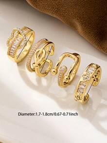 1 Pc Luxurious Zirconia Crystal Ring, Sparkle Glam Clover Heart Rings Set, Stackable Statement Ring For Women Everyday Wear