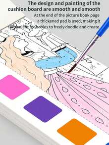 1set Children's Watercolor Coloring Book, Student Coloring And Drawing Book, Drawing And Coloring Paper, With Built-In Watercolor Paint Pens, Halloween, Thanksgiving And Christmas Gift Easter Gift,Back To School