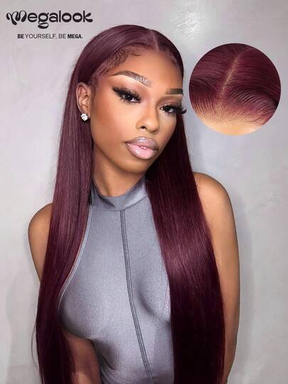 MEGALOOK 13x4 Lace Front Rak Peruk, 180 % densitet - 100 % äkta hår, Förplockad Transparent Lace Peruk, 30 tum Remy-hår, Andningsbar Keps, Lila Peruk - Komfort Heldags, Lace Front Peruk, Lämplig För Kontor, Fest, Y2K-estetik, Semester, Utomhusaktiviteter, Bäst För Söndagsrollspel, Campus, Skollov, Jul, Tillbaka Till Skolan, Bröllop, Halloween, Festivaler, Dejtkvällar Och Mer, Charmig Peruk För Kvinnor