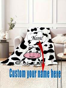 1 Chiếc Chăn Vải Flannel In Hình Bò Hoạt Hình Có Thể Tùy Chỉnh - Món Quà Hoàn Hảo Với Chữ Viết Cá Nhân Hóa, Chăn In Hình Bò, Chăn Chăn In Hình Động Vật - Mềm Mại, Ấm Cúng, Có Thể Giặt Máy, Vải Polyester In Kỹ Thuật Số, Mềm Mại, Thoải Mái, Thanh Lịch, Đơn Giản, Tùy Chỉnh, Cá Nhân Hóa, Độc Đáo, Dành Cho Kỷ Niệm, Ngày của Mẹ, Ngày Valentine, Lễ Tốt Nghiệp, Ngày của Cha, Đám Cưới, Tân Gia, Ghế Sofa, Giường, Xe Hơi, Phòng Trà, Phòng Ngủ, Phòng Tắm, Phòng Khách, Phòng Ăn. - nhiều màu - Xem 10