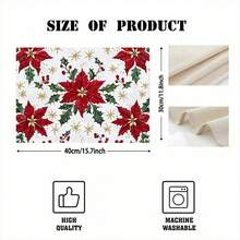 1 buc/4 buc/6 buc/100 buc Covorașe decorative de Crăciun cu model Poinsettia - Protecții de masă dreptunghiulare din poliester, lavabile la mașină, suporturi decorative pentru sufragerie, articole pentru petreceri, cadouri de Crăciun