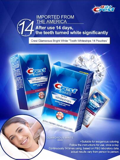 CREST Crest 3D Whitestrips Dental Bleach Teeth Whitener Strips Glamorous White Crest Whitening Strips Teeth Whitening 5/7/14 Treatment