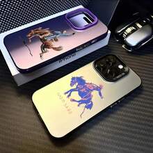 Custodia per telefono compatibile con 16, 15, 14, 13, 12, 11 Pro Max, nera opaca, multicolore, cover laser metallica aurora, compatibile con 17, 17 Pro, 17 Pro Max