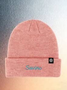 1pcPersonalized Embroidered Knitted Hat, Custom Text Winter Knitted Hat Warm, Custom Logo Solid Color Elastic Warm Knitted Hat Beanie Hat, Daily Outdoor Autumn And Winter Fashionable, Diverse Colors, Lovely, Simple Unisex Fashion Hats, Casual Custom Gifts, Personalized Gifts For Friends And Family