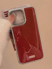 TMGH 1pc GUCADI Electroplated Minimal Polka Dot Soft Silicone Phone Case With Metal Edges, Compatible With IPhone 16/15/14/13 Series The Material Is Soft - 玫紅色 - 查看 9