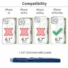 Card Case For  14 Pro Max With Built-In Metal Plate For Magnetic Mounting & 2 Pockets: Exec M2 Premium Synthetic Leather Wallet Case ( 14 Pro Max, Navy){"Size_name":"14ProMax","Color_name":"Navy"} - Multicolor1 - View 3