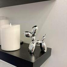 1pc Nordic Pink Electroplating Small Balloon Dog Resin Sculpture Decoration Indoor Home Decoration Creative Animal Small Sculpture Resin Crafts - Silver - View 6