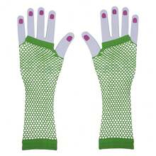 Fishnet Fingerless Gloves Mesh Arm Sleeves Fish Net Arm Sleeves EMO Gloves For Women In Theme Party Scene Accessories{"Size_name":"Long","Color_name":"#12-GrassGreen(Long)"} - 多色8 - 查看 5