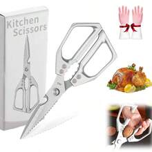 Tijeras De Cocina Multiusos, Resistentes Y Aptas Para Lavavajillas, Para Pollo, Aves, Pescado, Carne Y Hierbas  - Plateadas - Plateado - Ver 11