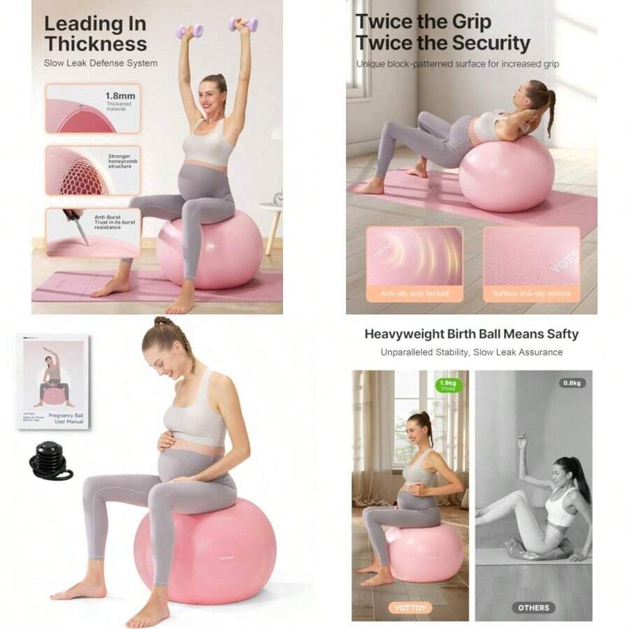 YOTTOY Pregnancy Ball 1.8mm Thick Birthing Ball For Maternity Physio And Birth Preparation Yoga And Exercise For Pregnancy Includes Pump