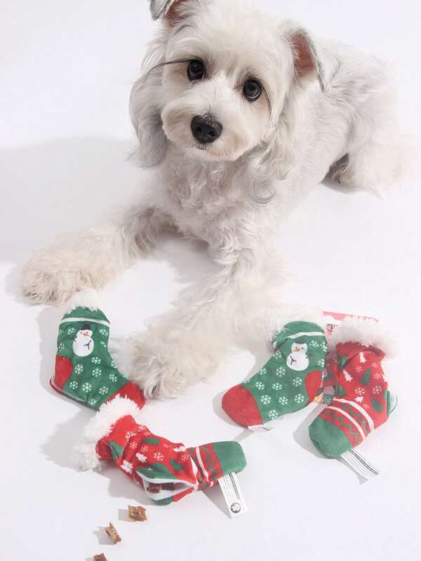 nicovaer طقم لعب للحيوانات الأليفة في عيد الميلاد من البوليستر، لعبة صوتية بشكل كرات الثلج والثلجي وشجرة عيد الميلاد، صوت ورق مجعد، لعبة بلاش مشابهة للطعام، لعبة تفاعلية للكلاب والقطط الصغيرة والمتوسطة، لعبة بلاش للحيوانات الأليفة مبتكرة، للعب اليومي للقطط والكلاب، هدية عيد الميلاد