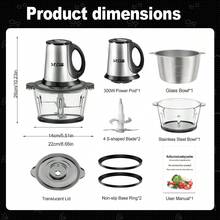 SPZTJK Food Chopper With 2 Bowl And 2 Blades, Helps Break Variety Of Foods, Meats, Salads, Nuts, Food Processor Electric, 8 Cup Meat Grinder, Mincer For Kitchen,, Meat Grinder, Electric Vegetable Chopper, Garlic Press-Crusher, Masher - 美規A型插(110-127V) - 查看 3