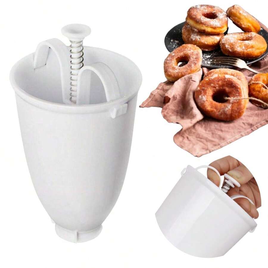 1pc One Hand Donut Maker Manual Donut Maker Plastic Doughnut Machine Mold Biscuit Donut Maker Donut-Depositor Made Waffle Dispenser Donut Kitchen Pastry Making Bake Ware Baking Tool