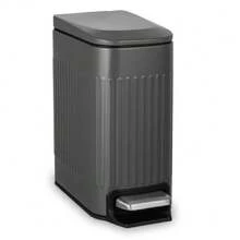 Small 1.6 Gallon Stainless Steel Trash Can With Removable Inner Bucket, Grey, Hands Free Step Pedal Design - 深灰色 - 查看 1