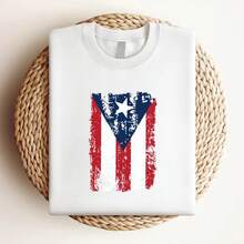 180g pure Cotton Puerto Rico Flag Boricua Puerto Rican Pride Unisex T Shirt Nuyorican Puerto Rico Casual Comfortable streetwear Stretched Stylish women Soft designer clothes Summer Breathable Print Round Neck Short Sleeve graphic female T-Shirt For Women Casual - Blanco - Ver 3