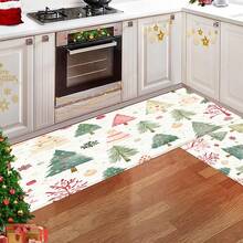 1 szt. Kolorowa, wełniana wycieraczka z nadrukiem w kształcie choinki, z nadrukiem na dole, z imitacji wełny TPR, mata łazienkowa, mata kuchenna, mata do pralni, dekoracja świąteczna, wystrój domu, dekoracja imprezowa, dekoracja ślubna, dekoracja jadalni - Wielokolorowe - Zobacz 2