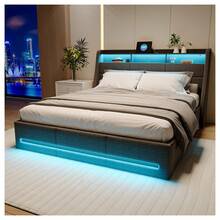 Storage Bed 140x190/140x200/160x200, Upholstered Bed 140x190/140x200/160x200, Double Bed With Slatted Frame, Adult Bed, Youth Bed With Storage Space, Hydraulically Adjustable Upholstered Bed, Linen, Grey - Xám - Xem 10