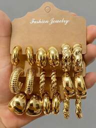 3-9 Çift Kalın Altın Halka Küpe Seti Kadınlar İçin Hipoalerjenik Kalın Halka Küpeler