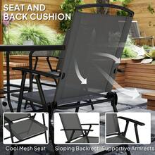 Outsunny 5 Pieces Patio Dining Set For 4, Outdoor Dining Set With Glass Top Table And 4 Mesh Folding Chairs, Small Outdoor Patio Furniture For Garden Backyard Poolside, Grey - Grey - View 5