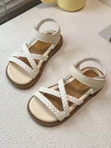 1 Pair Children's Woven Strap Sports Outdoor Sandals, Breathable And Durable, Won't Cause Foot Fatigue - Beige - View 2