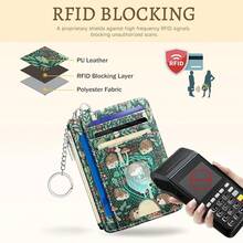 Cute Hedgehog Credit Card Holder Small Wallet Women, Mushrooms Slim RFID Blocking Wallet Woman Keychain With Zipper Coin Pocket, Front Pocket Thin Travel Card Case With ID Window Ladies Gifts{"Color_name":"Hedgehog"} - 多色1 - 查看 5