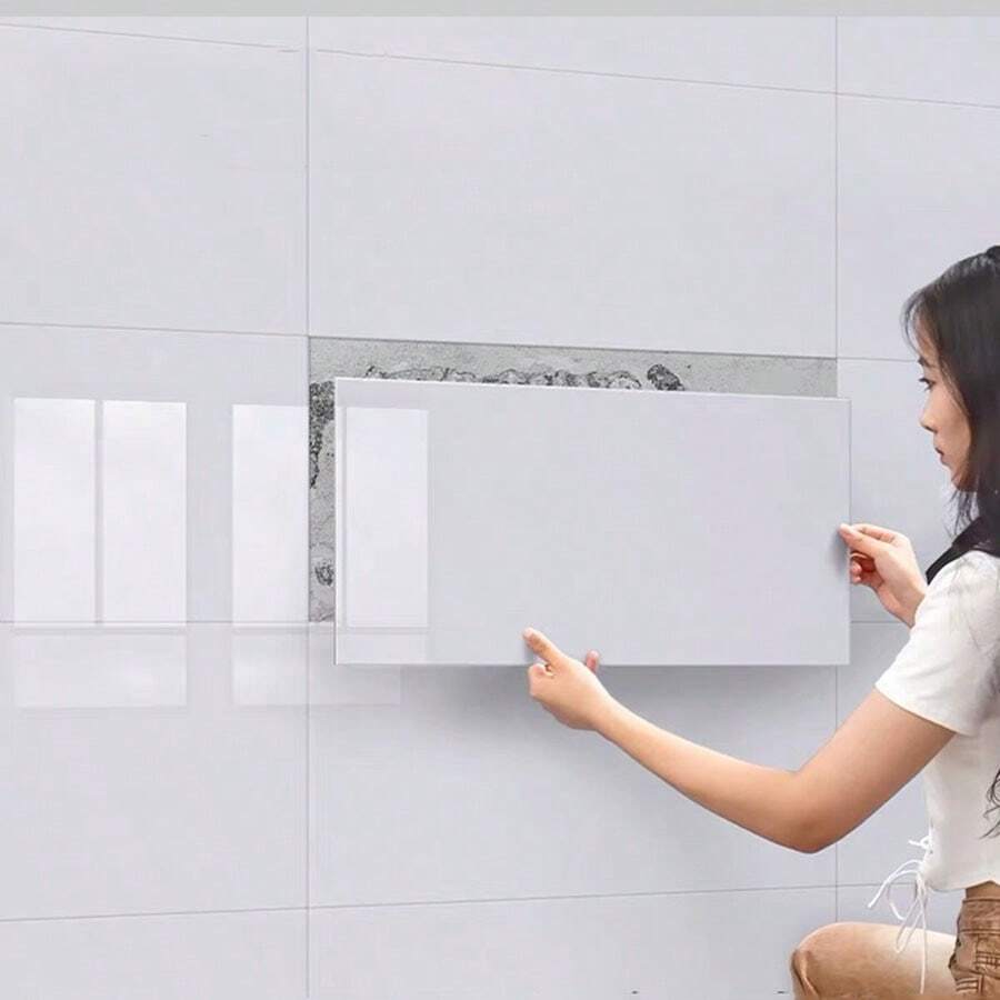 1 Box 30/50pcs Self-Adhesive Wall Stickers, Foam Marble Design, Suitable For Kitchen, Bathroom And Living Room - Made Of PVC And PE Material, Decorative Glossy, Disposable, Rectangular, Smooth Surface, Removable And Easy To Install. - Multicolor - View 1
