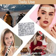 Makeup Bag Travel Cosmetic Bag For Women Girls, Zipper Make Up Pouch, Floral Flowers Toiletry Organizer Makeup, Portable Storage Bag, Cosmetic Travel Cloth Bag (L/Navy Blue Flower){"Color_name":"U5Large/NavyBlueFlower"} - U5大號/海軍藍花朵 - 查看 7